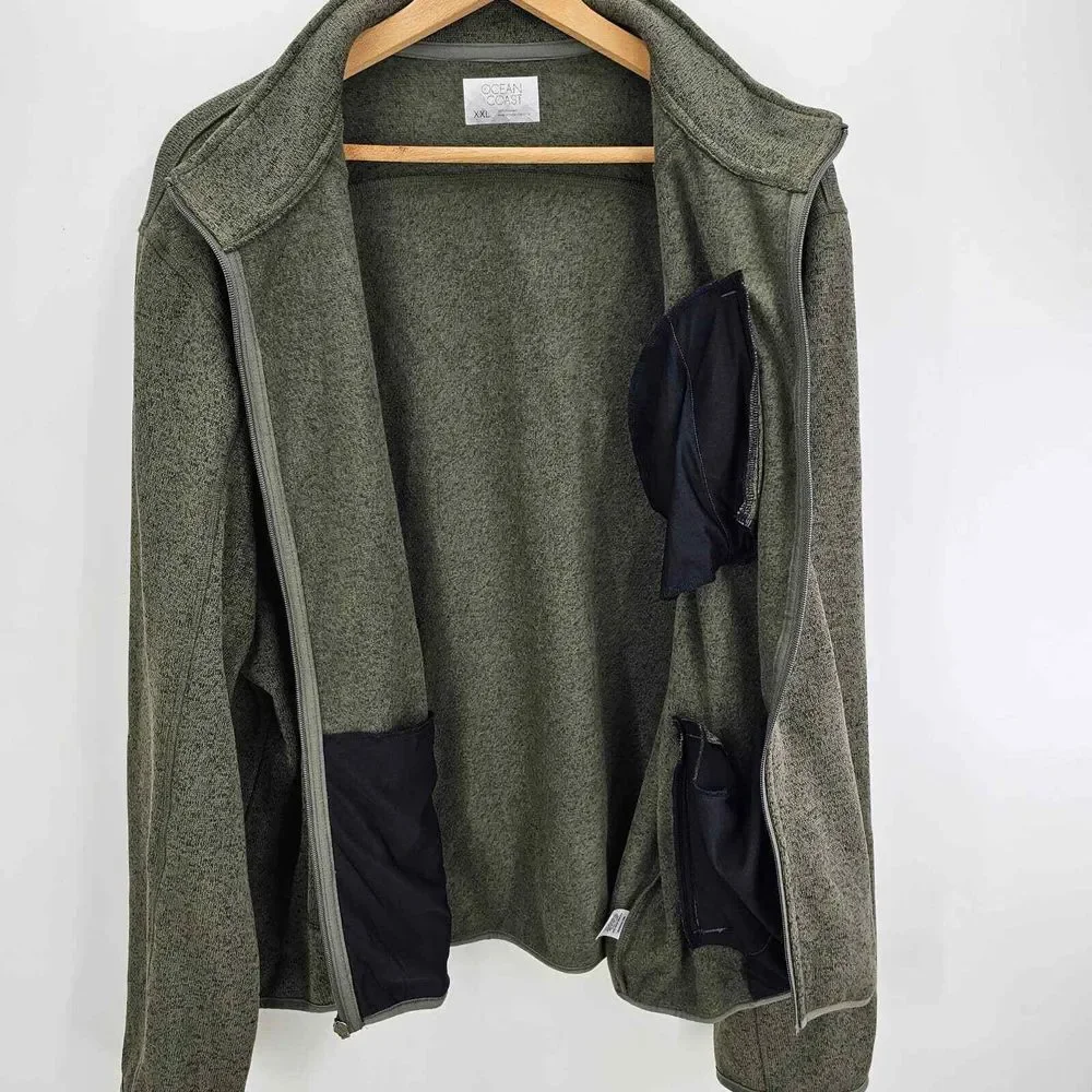 Ocean + Coast Full Zip Olive Jacket Men's Size XXL
